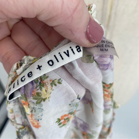 Alice + Olivia Julius Floral Silk Blend Blouse Medium - Picture 5 of 8